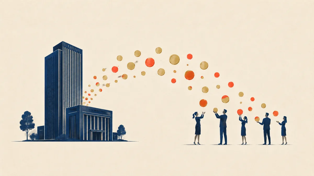 Conceptual illustration of a company returning cash to its shareholders