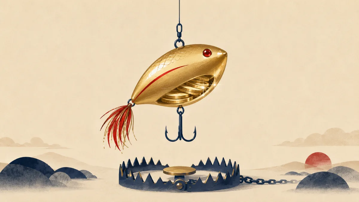 A high dividend yield as bait on a trap — the value-trap warning for cyclical large caps
